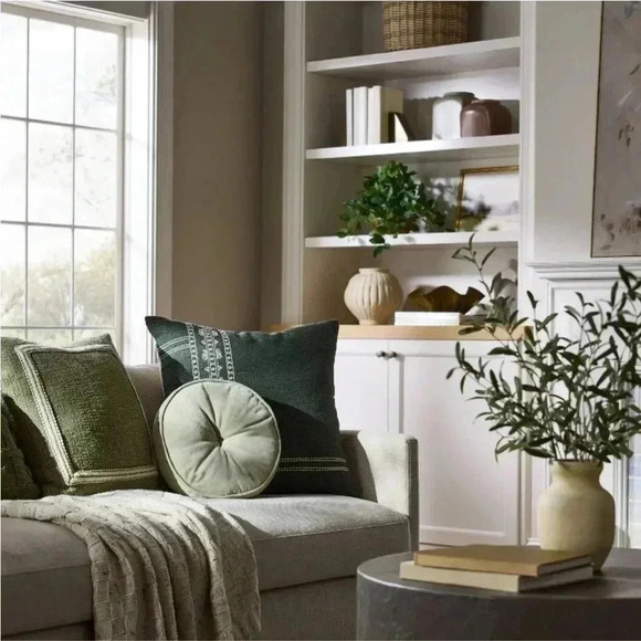 Velvet Round Throw Pillow Light Sage - Threshold designed with Studi… - Picture 3 of 6